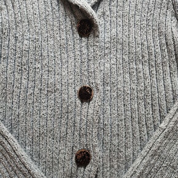 Vintage Alps brand women's cotton blend cardigan with wood buttons light blue L - Picture 6 of 8
